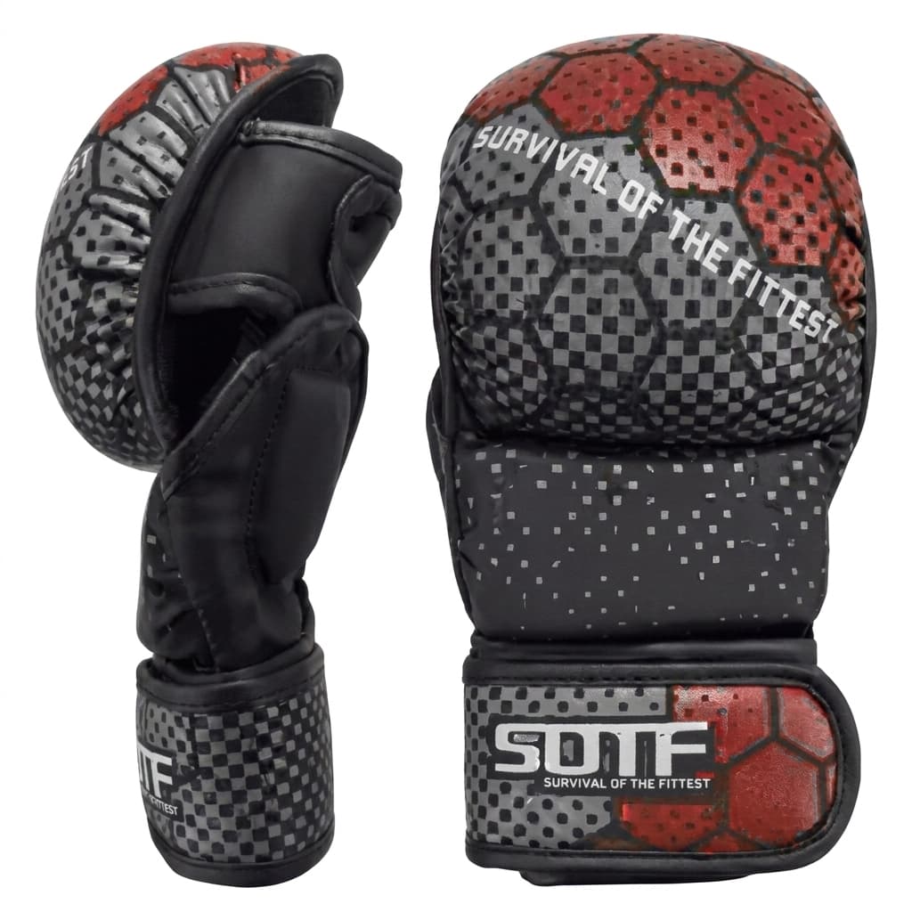 Guantes MMA SOTF Sparring Gris Rojo imagen 1